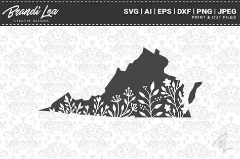 Download Free Virginia Floral State Map SVG Cutting Files Cut Images